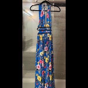 Express cut-out maxi dress Blue floral print XS (NWOT)